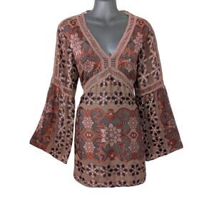 For Love & Lemons Sz M JULIET Bell Sleeve Mini Dress